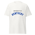 Unisex classic tee featuring University of Kentucky name and branding in blue and white