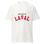 Unisex classic tee featuring Université Laval name and branding in red and gold
