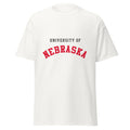 Unisex classic tee featuring University of Nebraska name and branding in scarlet and cream