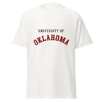 Unisex classic tee featuring University of Oklahoma name and branding in crimson and cream