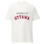 Unisex classic tee featuring University of Ottawa name and branding in garnet and grey