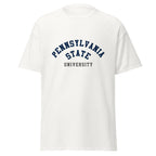 Unisex classic tee featuring Penn State University name and branding in navy and white