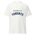 Unisex classic tee featuring University of Toronto name and branding in blue and white