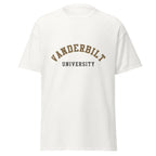 Unisex classic tee featuring Vanderbilt University name and branding in black and gold