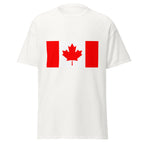 Unisex maroon t-shirt featuring Canadian flag design printed across the front chest