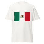 Unisex black t-shirt featuring Mexican flag design printed across the front chest