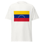 Unisex black t-shirt featuring Venezuelan flag design printed across the front chest