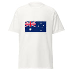 Unisex black t-shirt featuring Australian flag design printed across the front chest