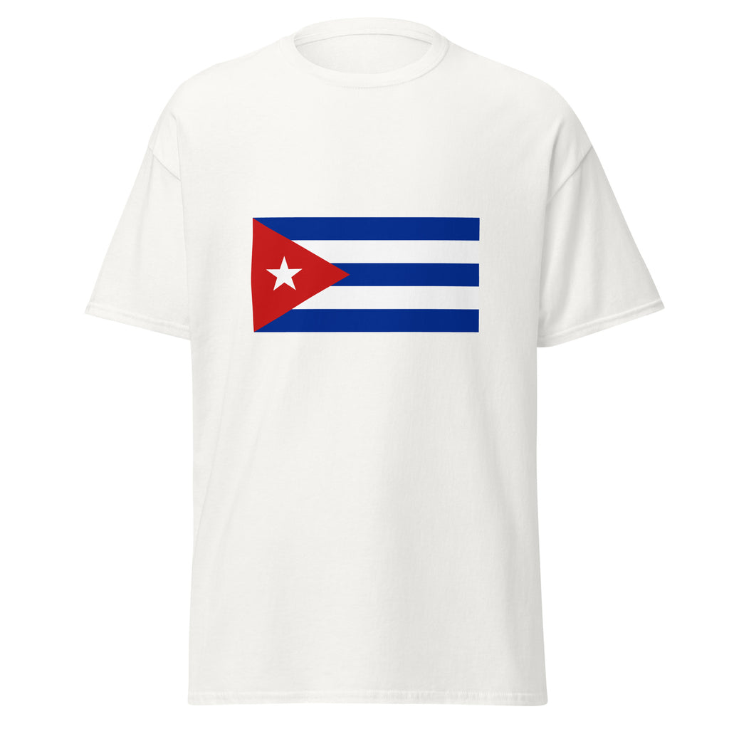 Unisex black t-shirt featuring Cuban flag design printed across the front chest