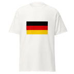 Unisex black t-shirt featuring German flag design printed across the front chest