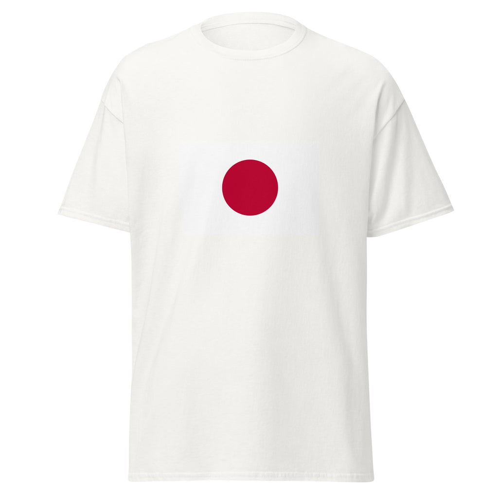Unisex heather gray t-shirt featuring Japanese flag design printed across the front chest
