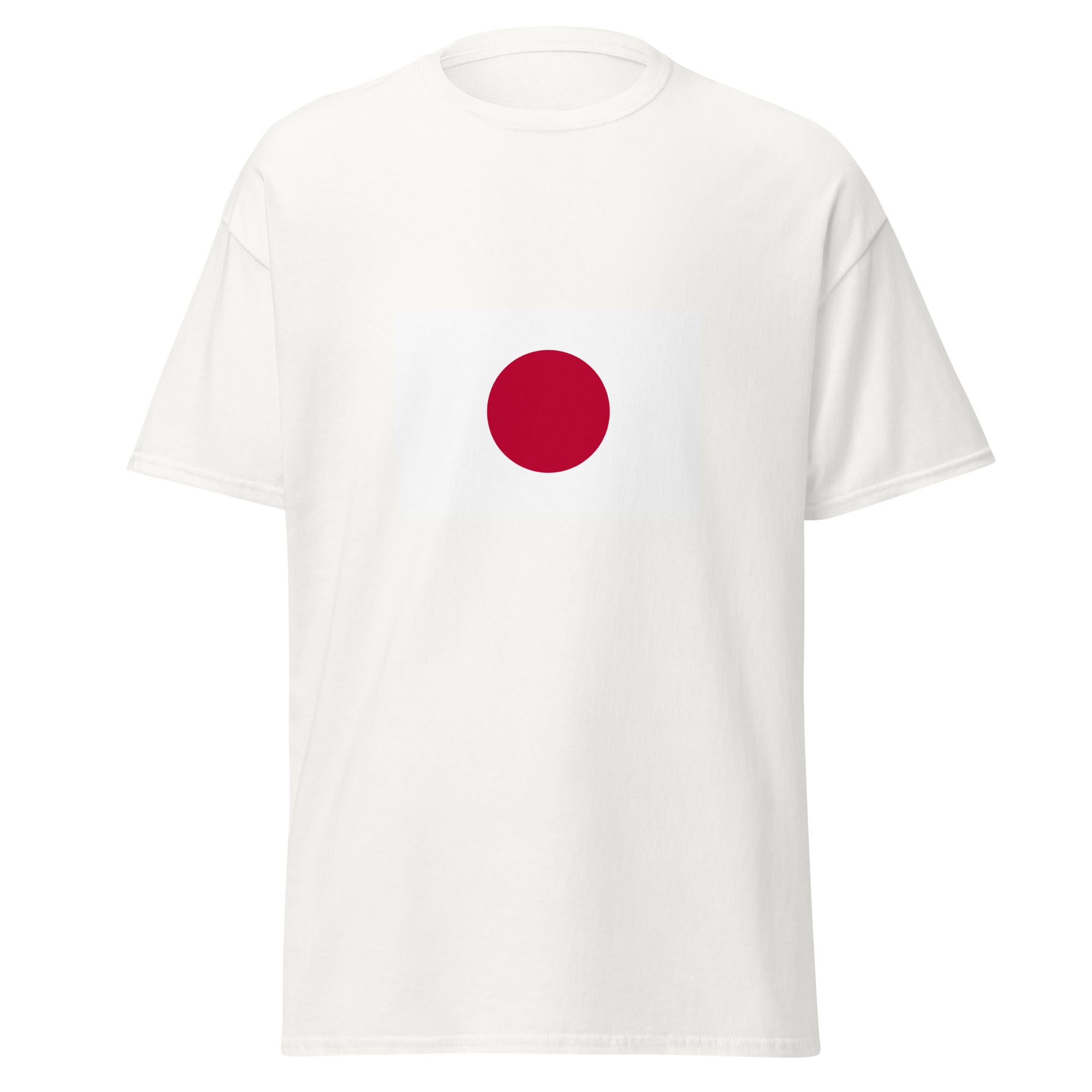 Unisex heather gray t-shirt featuring Japanese flag design printed across the front chest