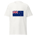 Unisex black t-shirt featuring New Zealand flag design printed across the front chest