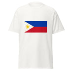 Unisex black t-shirt featuring Philippine flag design printed across the front chest
