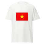 Unisex black t-shirt featuring Vietnamese flag design printed across the front chest