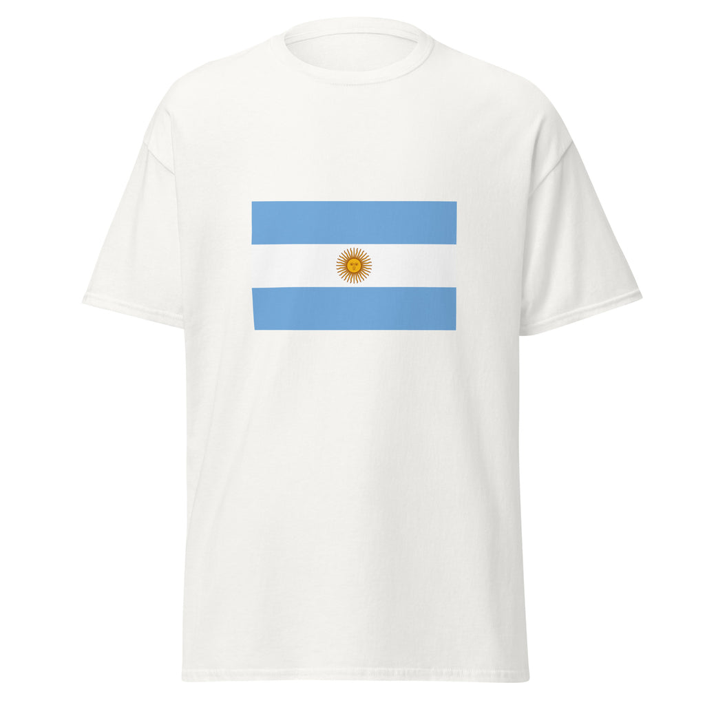 Unisex black t-shirt featuring Argentine flag design printed across the front chest