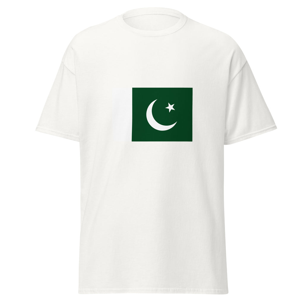 Unisex black t-shirt featuring Pakistani flag design printed across the front chest