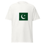 Unisex black t-shirt featuring Pakistani flag design printed across the front chest