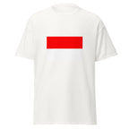 Unisex black t-shirt featuring Indonesian flag design printed across the front chest