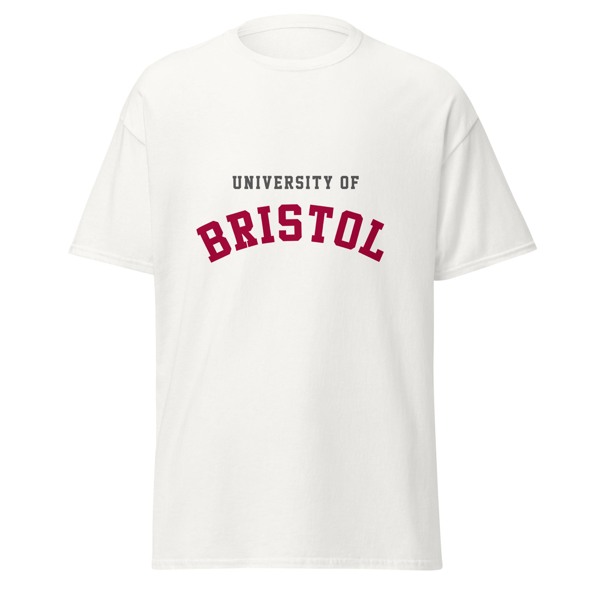 Unisex black t-shirt featuring University of Bristol logo printed across the front chest