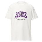 Unisex black t-shirt featuring Oxford Brookes University logo printed across the front chest