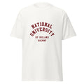 Unisex black t-shirt featuring National University of Ireland Galway logo printed across the front chest