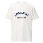 Unisex black t-shirt featuring Heidelberg University logo printed across the front chest