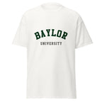 Unisex black t-shirt featuring Baylor University logo printed across the front chest