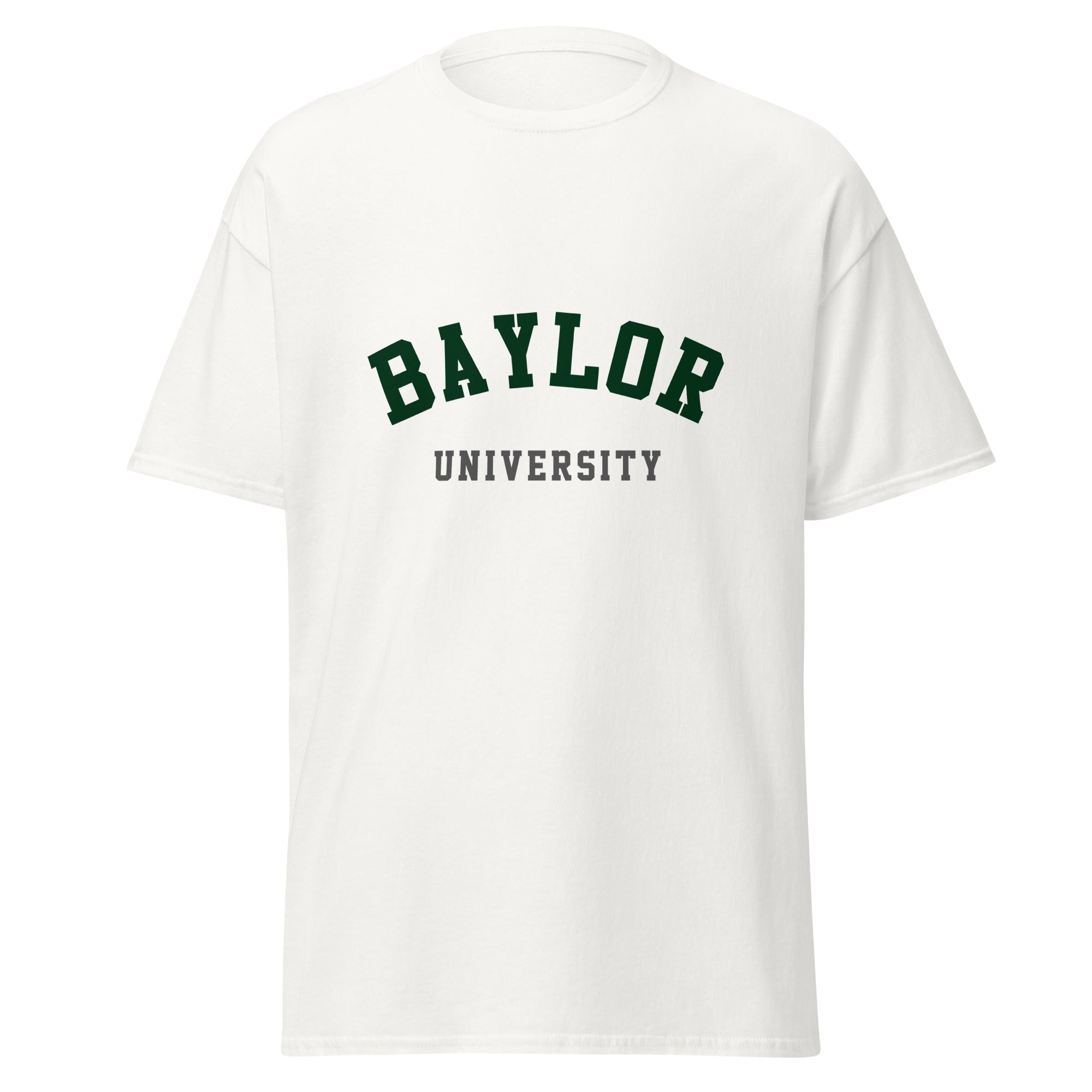 Unisex black t-shirt featuring Baylor University logo printed across the front chest