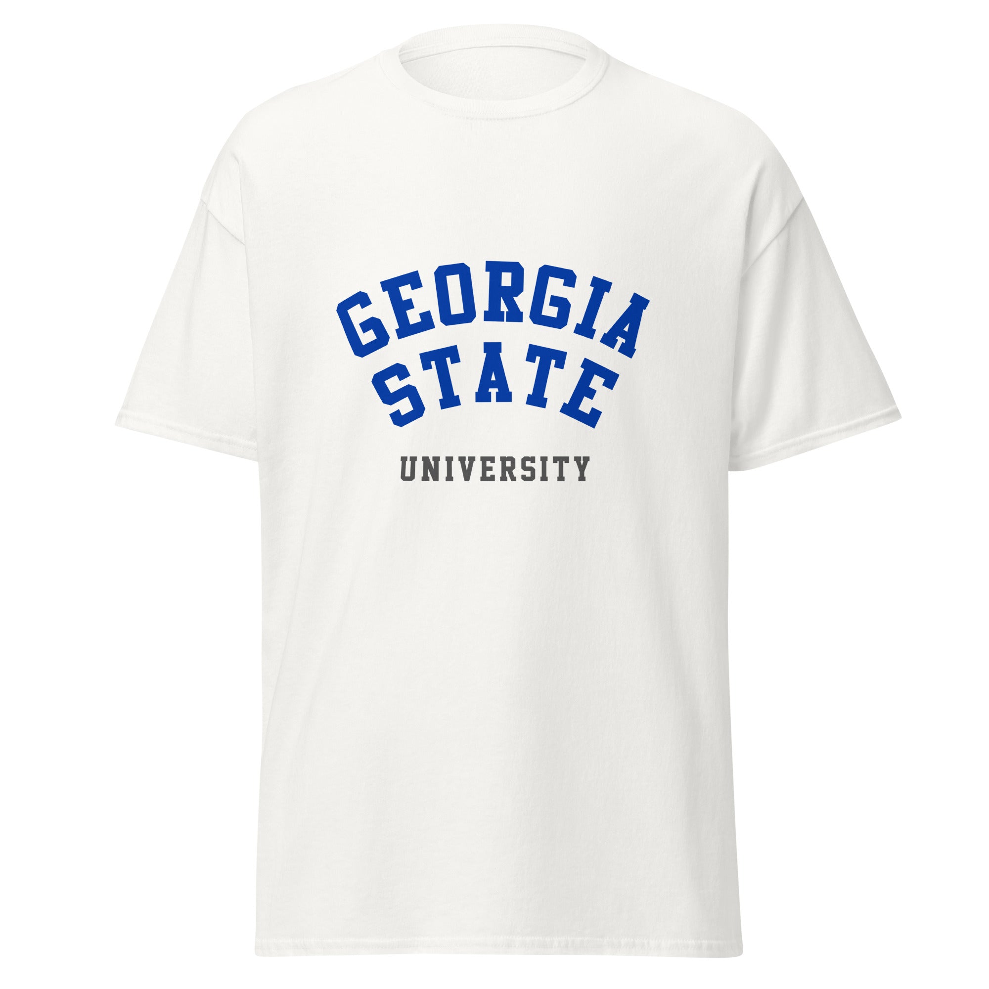 Unisex black t-shirt featuring Georgia State University logo printed across the front chest