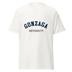 Unisex black t-shirt featuring Gonzaga University logo printed across the front chest