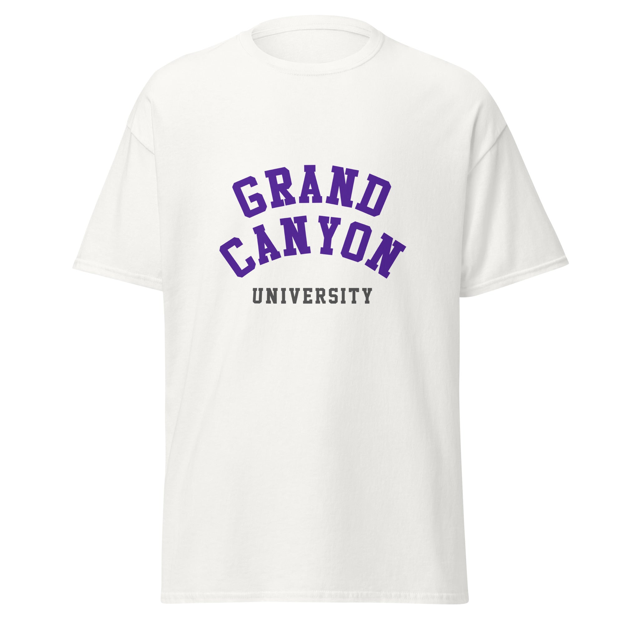Unisex black t-shirt featuring Grand Canyon University logo printed across the front chest