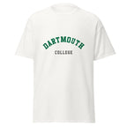 Unisex black t-shirt featuring Dartmouth College logo printed across the front chest
