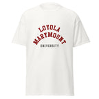 Unisex black t-shirt featuring Loyola Marymount University logo printed across the front chest