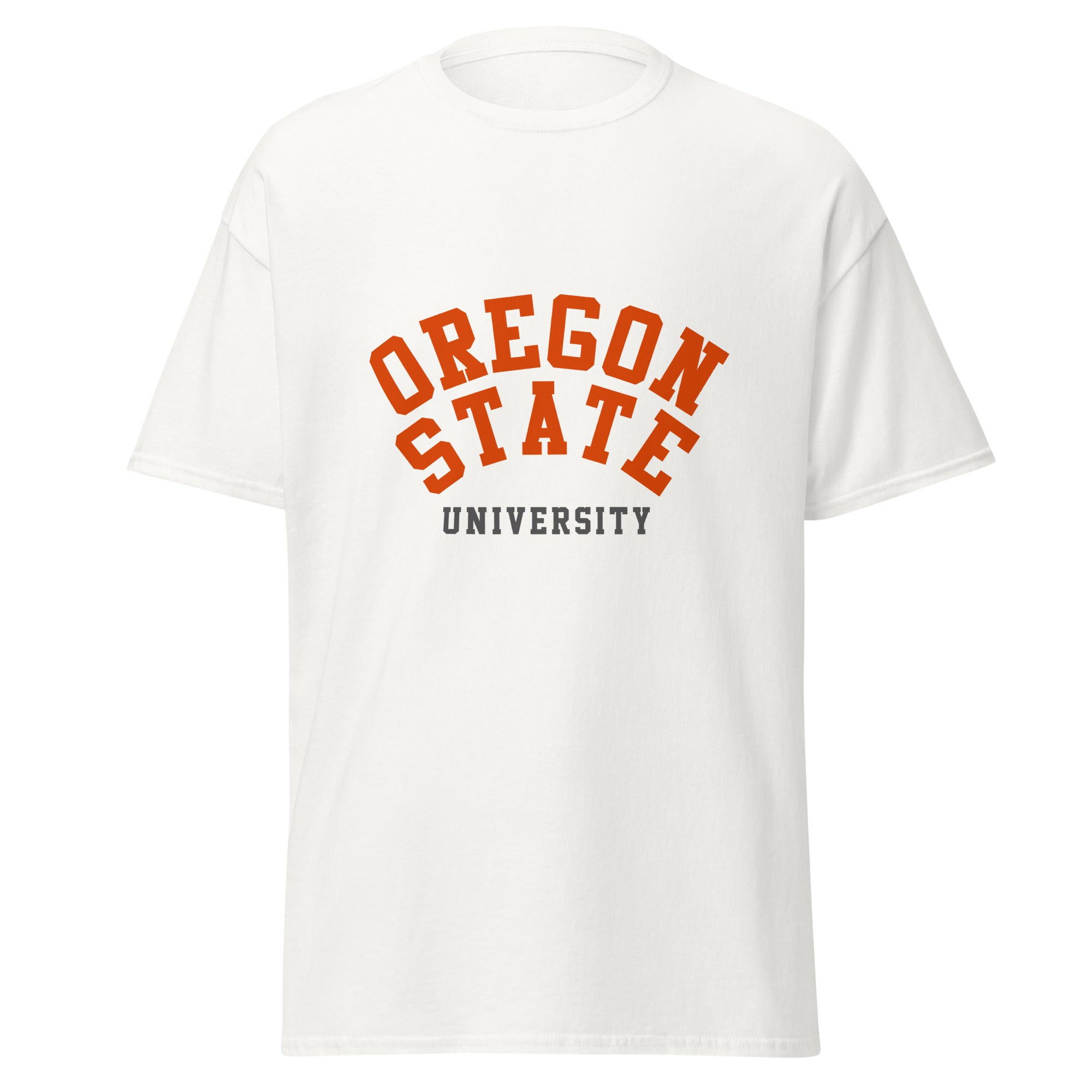 Unisex black t-shirt featuring Oregon State University logo printed across the front chest