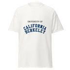 Unisex black t-shirt featuring UC Berkeley logo printed across the front chest
