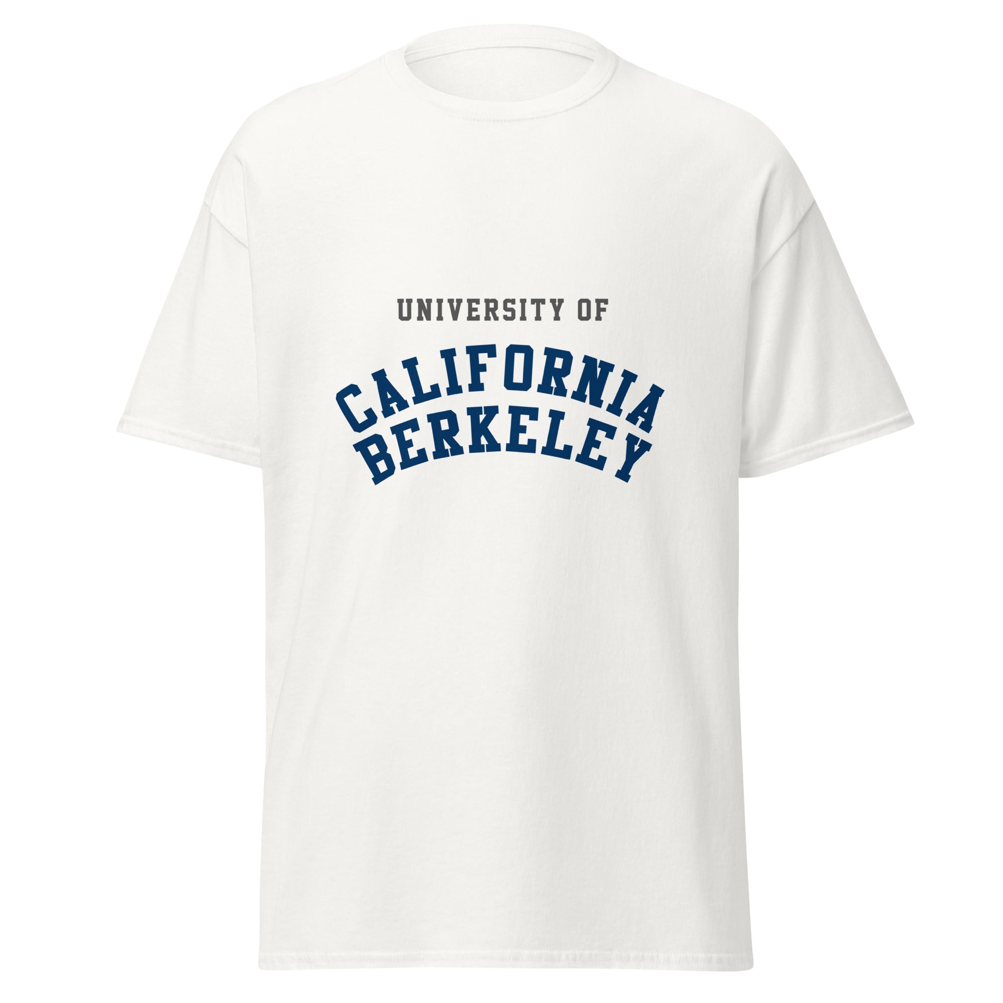 Unisex black t-shirt featuring UC Berkeley logo printed across the front chest