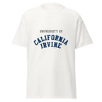 Unisex black t-shirt featuring UC Irvine logo printed across the front chest