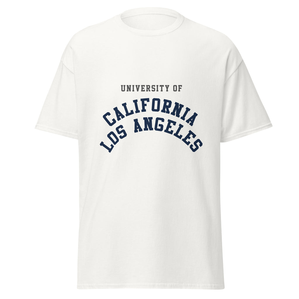 Unisex black t-shirt featuring UCLA logo printed across the front chest