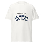 Unisex black t-shirt featuring UC San Diego logo printed across the front chest