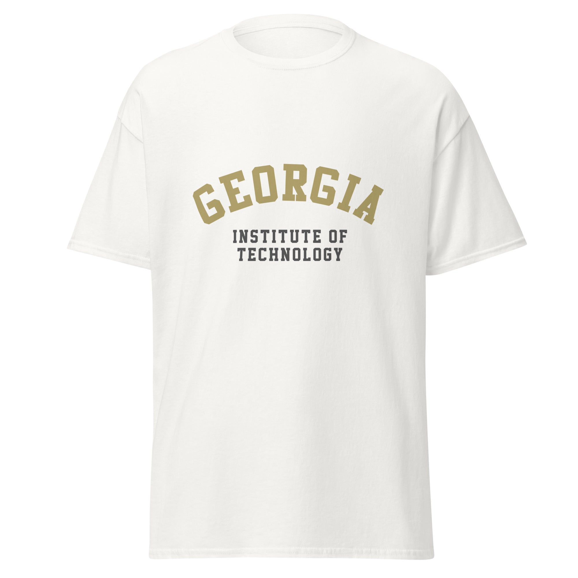 Unisex black t-shirt featuring Georgia Tech logo printed across the front chest