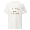 Unisex black t-shirt featuring West Point logo printed across the front chest