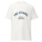 Unisex black t-shirt featuring The Citadel logo printed across the front chest