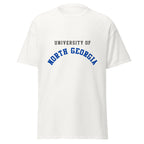 Unisex black t-shirt featuring University of North Georgia logo printed across the front chest