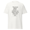 Unisex black t-shirt with Acts 4:32-35 Bible verse printed across the chest