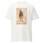 Unisex black t-shirt featuring vintage France Infantry WWI poster artwork printed across the front