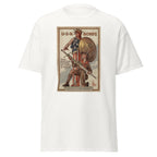 Unisex black t-shirt featuring vintage USA War Bonds poster artwork printed across the front