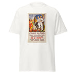 Unisex heather gray t-shirt featuring vintage US Navy Recruiting poster artwork printed across the front