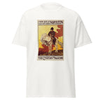Unisex heather gray t-shirt featuring vintage Life of Napoleon poster artwork printed across the front