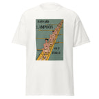 Unisex black t-shirt featuring vintage Harvard Lampoon poster artwork printed across the front